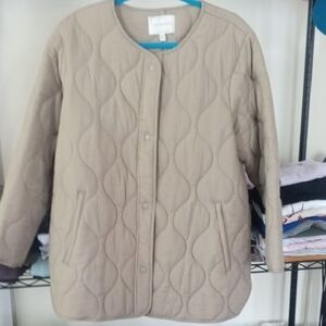 Lucky Brand Beige Quilted Puffer Jacket